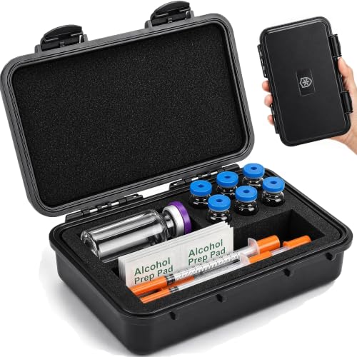 Peptide Case for Fridge & Travel - 3ml and 30ml Vial Storage for BAC Water for Peptides, 8 Slots Injection Travel Kit, Vials Organizer Room for Syringes and Skin Prep Wipes (Case Only)