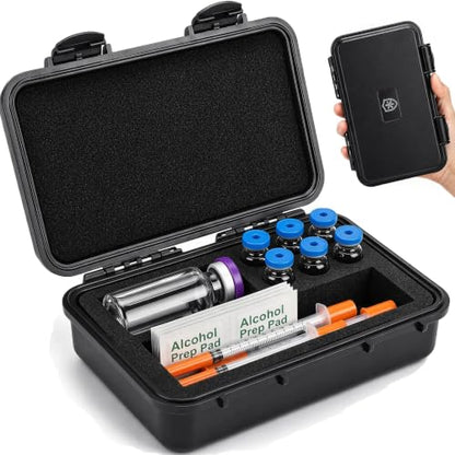 Peptide Case for Fridge & Travel - 3ml and 30ml Vial Storage for BAC Water for Peptides, 8 Slots Injection Travel Kit, Vials Organizer Room for Syringes and Skin Prep Wipes (Case Only)