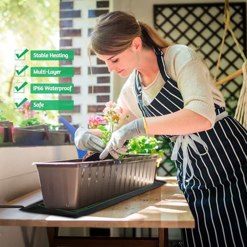 LOCONHA Seedling Heat Mat for Seed Starting, 10" x 20.75" Waterproof | Heating Pad for Indoor Plants Germination (Black 2 Pack) - color: Black 2 Pack