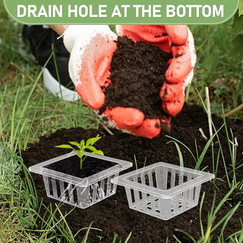 20pcs Square Mesh Hydroponic Planting Pots Efficient Drainage System Root Fixer Baskets for Gardening for Vegetables and Flowers