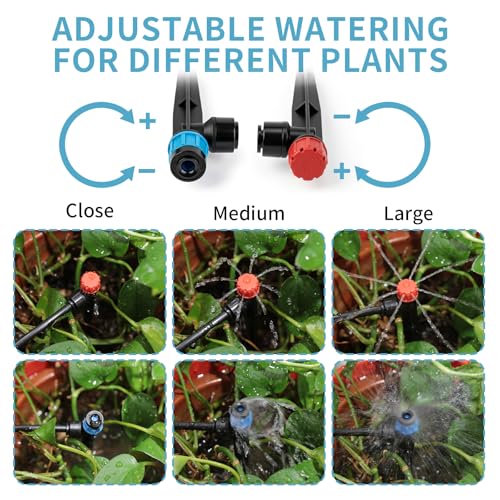 LP 240FT Drip Irrigation System Kit, Garden Watering Misting System - 40FT 1/2" Main Tube & 200FT 1/4" Distribution Tubing - Adjustable Nozzles & Sprinklers for Garden Greenhouse, Lawn, Potted Plants