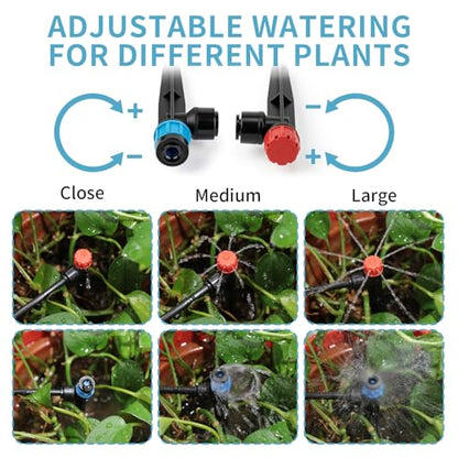 LP 240FT Drip Irrigation System Kit, Garden Watering Misting System - 40FT 1/2" Main Tube & 200FT 1/4" Distribution Tubing - Adjustable Nozzles & Sprinklers for Garden Greenhouse, Lawn, Potted Plants