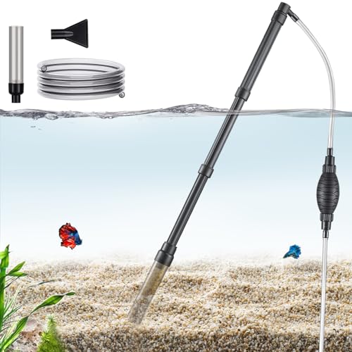 Carefree Fish Aquarium Gravel Vacuum Sand Cleaner with 6Ft Pipe Fish Tank Water Changer Adjustable Length ABS(for 8~30Gal Tank) - size: 8~30Gal
