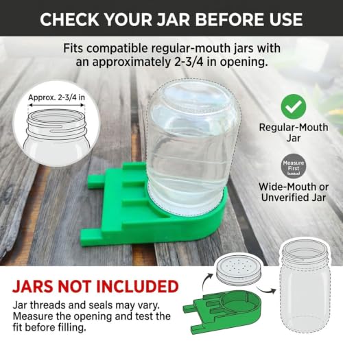Bee Feeder, Entrance Feeders for Regular Mouth Mason Jars, 4 Pack | One-piece back helps reduce seam leaks; fits 2-3/4 in regular-mouth jars for syrup or water. Jars not included