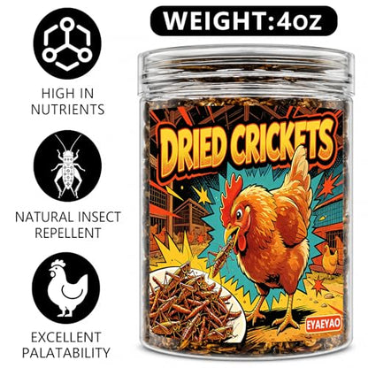 Natural Dried Crickets, Food for Bearded Dragons, Wild Birds, Chicken, Fish, Reptiles & Small Pets (4 oz Resealable Can), High Protein Natural Pet Treats