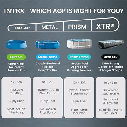 INTEX Ultra XTR 32ft x 16ft x 52in Above Ground Swimming Pool Set w/Pump | 26373EH - 2800 GPH Sand Filter Pump, Ladder, Pool Cover & Ground Cloth Included - Strong Galvanized Steel Frame - size: 32' x 16', style: Sand Filter Pump