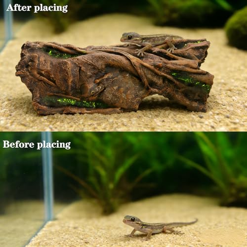 Resin Log Cave Hide, Reptile Shelter for Gecko Snake | Lizard Snake or Reptile Hide，Ball Python Hide& Amphibian Habitat Hideouts
