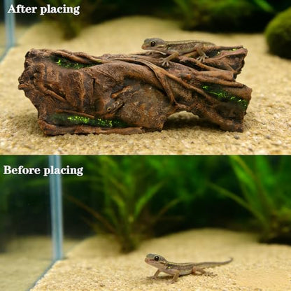 Resin Log Cave Hide, Reptile Shelter for Gecko Snake | Lizard Snake or Reptile Hide，Ball Python Hide& Amphibian Habitat Hideouts