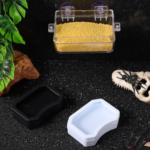 HEMOTON 2pcs Reptile Feeding Bowl for Bearded Dragon and Snakes, Plastic Escape Proof Feeder Dish with High Hardness and Smooth Surface, Suitable for Feeding and Watering