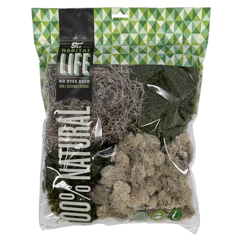 Variety Mix Moss for Terrarium Habitats, Medium 1-Pack | Preserved Moss for Reptiles, Amphibians & Invertebrates Terrariums, Humidity Control, Soft, Dye-Free, Family Owned, USA Made - size: Medium 1-pack, style: Variety Mix