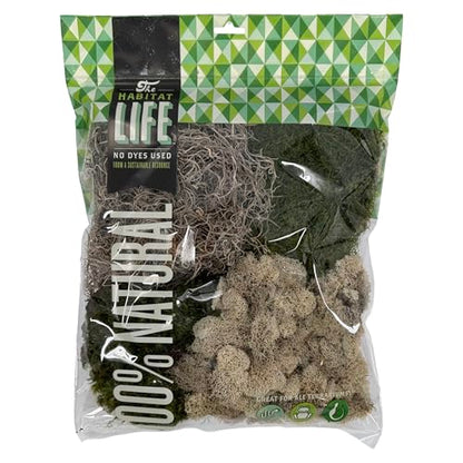 Variety Mix Moss for Terrarium Habitats, Medium 1-Pack | Preserved Moss for Reptiles, Amphibians & Invertebrates Terrariums, Humidity Control, Soft, Dye-Free, Family Owned, USA Made - size: Medium 1-pack, style: Variety Mix