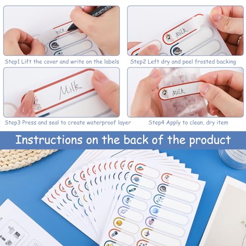 480 Pcs Waterproof Name Labels for Daycare, Self-Laminating, Kids | 2 Sizes, Cute Astronaut Design,For Bottles, Lunch Boxes, School Supplies - style: Cute Astronaut Style