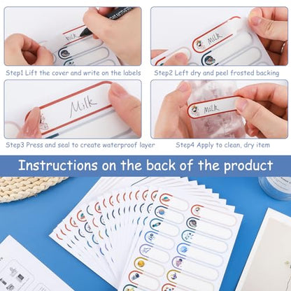 480 Pcs Waterproof Name Labels for Daycare, Self-Laminating, Kids | 2 Sizes, Cute Astronaut Design,For Bottles, Lunch Boxes, School Supplies - style: Cute Astronaut Style