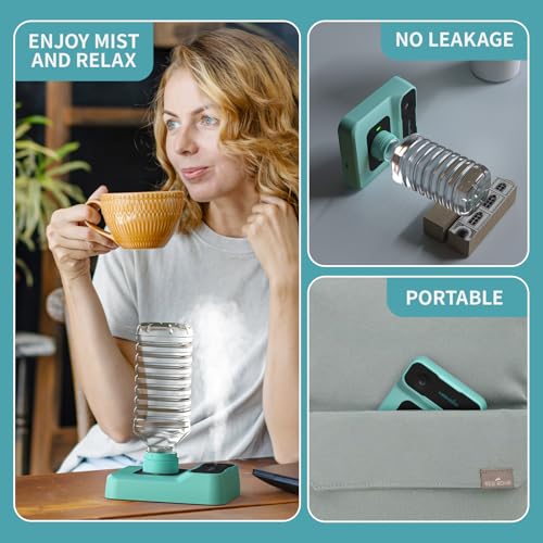 Travel Humidifier, Portable Small Humidifier for Plants, Bedroom, Office, Hotel or Car, Battery Operated Mini Cool Mist Humidifiers, Quiet 23dB, Auto-off, Night Light & BPA-Free, Green - color: Green