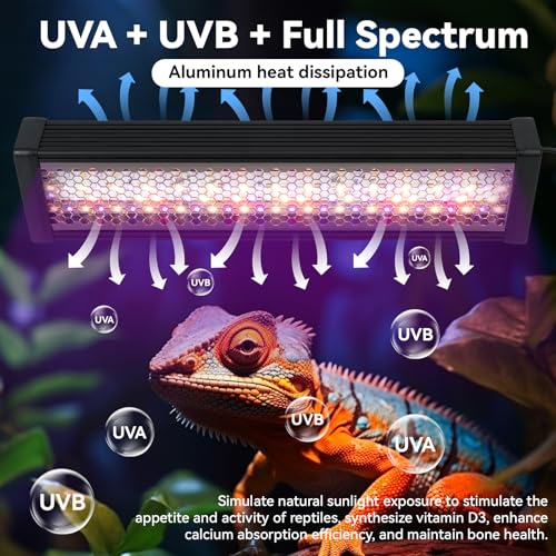 HNRLOY UVB Reptile Light,5Inch UVA UVB LED Heater Lamp Bar for Bearded Dragon, Turtles, Gecko, Snake, Lizard, Adjustable 6/10/12H Timer, Dimmable with 3 Lighting Modes - size: 5Inch