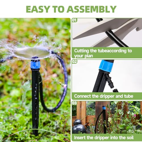 Riboud 60 Pack Drip Irrigation Emitters Sprays for 1/4 Drip Irrigation Tubing, Irrigation System for Garden (30 Pcs Emitters Vortex + 30 Pcs Emitters Stream) - size: 60 Pcs Emitters