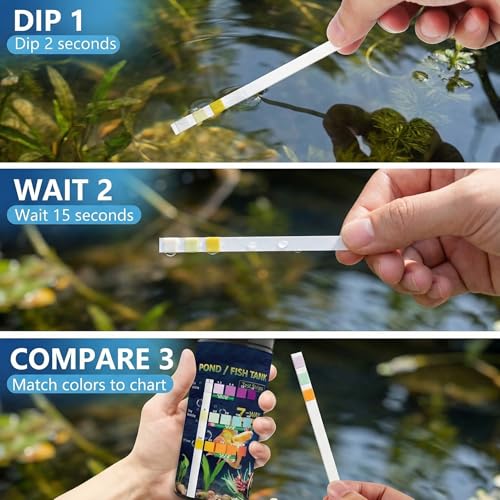 7-in-1 Aquarium Test Strips, 100 Count Fish Tank Water Test Kit for Freshwater, Saltwater & Ponds, Tests pH, Nitrate, Nitrite, Chlorine, GH Hardness and KH Carbonate