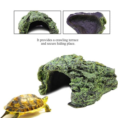 TOPINCN Fish Hiding Cave, Turtle Basking Platform Cave Hideout Reptile Tank Decor Resins Rock Cave, Aquarium Terrarium Decoration (Small)