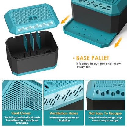 Breeding and Storage Container Kit for Dubia Roaches, Crickets, and Other Live Reptile Feeders with Secure Holding Box and Feeding Tongs - 9.25" L x 6.3" W x 5.71" H