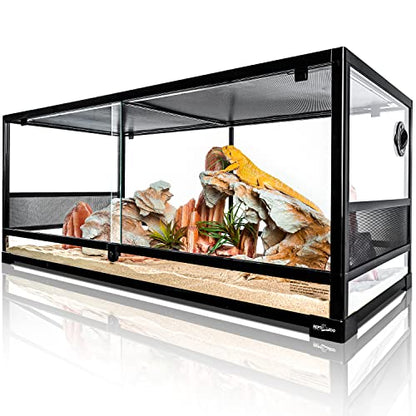 REPTI ZOO Reptile Tempered Glass Extra-Long Terrarium Habitats 48" x 18" x 18" Reptile Amphibians Large Enclosure for Snake/Bearded Dragon/Lizard ect. - size: 48" x 18" x 18"
