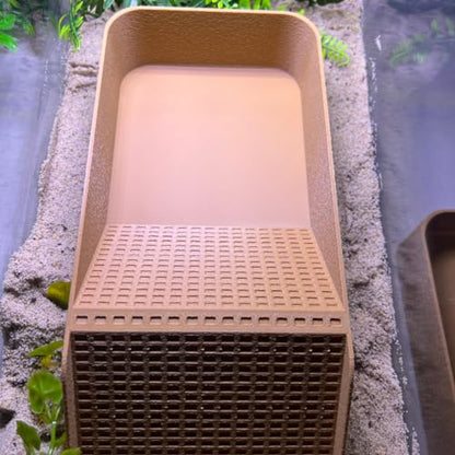 Hermit Crab, Lizard, Turtle, Amphibian XL Watering Pool | Platform Pool Accessory with Access Ramp for Pet Habitats | 9.75" x 5" | Made in USA (X-Large) (Fresh Only, Tan) - color: Fresh Only, Tan