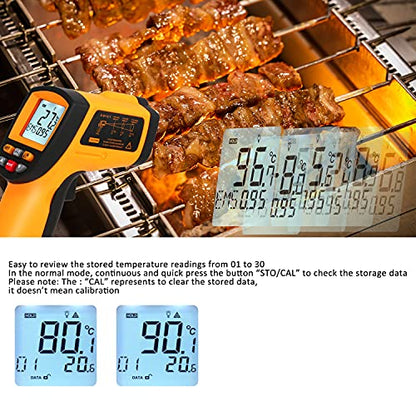 Laser Infrared Thermometer Gun - High Heat, Settable Temp Alarm, IR Temperature Reader -58F to 1742F, Industrial Surface Use - color: -58°F~1742°F