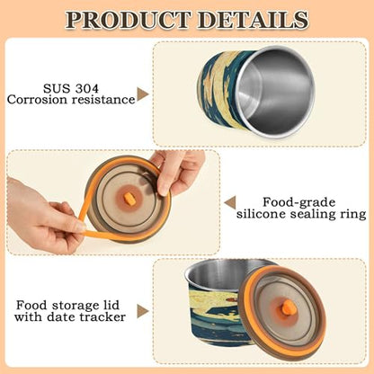 Coffee Storage Containers Stainless Steel Containers For Pantry Stackable Push Button Coffee Canister 17oz Beauty Reptile A River