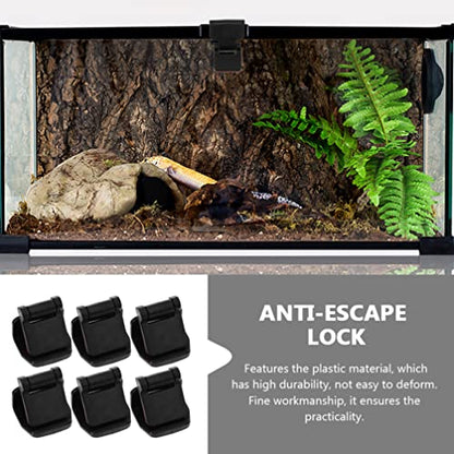 6pcs Terrarium Screen Clips - Escape Reptile Tank Latch Plastic Terrarium Buckle Reptile Tank Accessories for Aquariums Glass Tanks