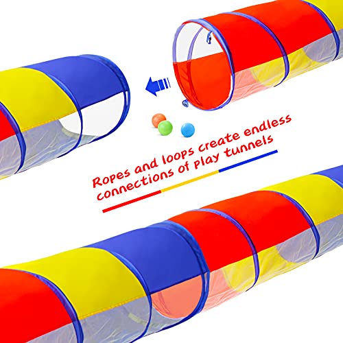 PigPigPen Kids Tunnel for Toddlers,Pop Up Play Tunnel Tent for Babies or Dogs, Indoor & Outdoor Toys for Kids Backyard Playset. (Red,Yellow,Blue Play Tent with mesh) - style: Red,yellow,blue play tent with mesh