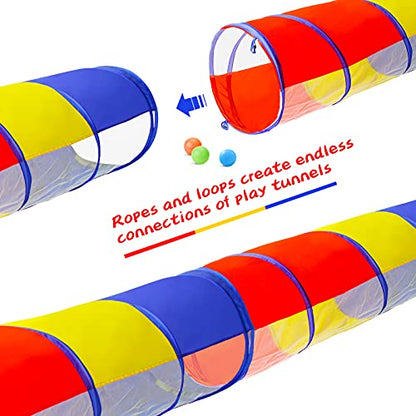 PigPigPen Kids Tunnel for Toddlers,Pop Up Play Tunnel Tent for Babies or Dogs, Indoor & Outdoor Toys for Kids Backyard Playset. (Red,Yellow,Blue Play Tent with mesh) - style: Red,yellow,blue play tent with mesh