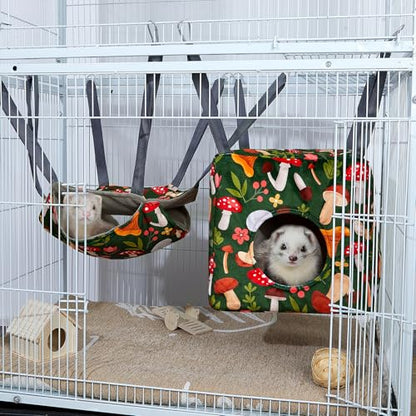 Glittme 4 Pack Cozy Ferret Hammock, Soft Washable Cage Bed for Small Animals