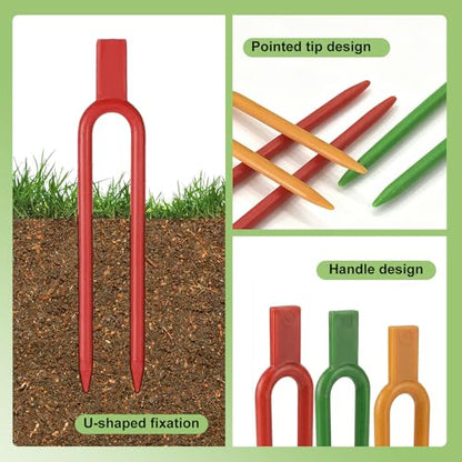 150 Pcs Reusable U-Shaped Plastic Garden pins Serve as Secure Anchor Clips for Plant cuttings, Effectively Supporting Strawberry Runners and Vines to Promote Rooting.