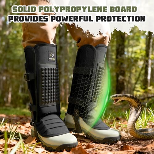 Snake Gaiters, 1200D Waterproof Snake Chaps Snake Gaiters for Men Women, Adjustable Snake Bite Protection Snake Guards for Legs Men, Snake Proof Gaiters for Hiking Hunting - color: Black