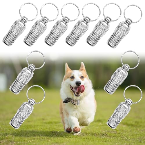 AUEAR, 10 Pack Pet ID Tags Name Address Cell Phone Number Stainless Steel Personalized Dog Cat Small Animal Barrel Tube Anti-Lost