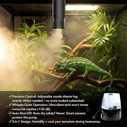 Reptile Fogger, Terrarium Humidifier, Plant Humidifier, Fog Machine Mister for Reptiles and Plants Vivarium, 3.5L Large Capacity, Ideal for Reptiles/Amphibians/Grow Room/Grow Tent Humidifiers