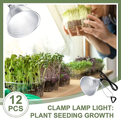 Macarrie 12 Pack Clamp Lamp Light with Aluminum Reflector, 6ft SPT-2 18awg Cord and Adjustable Stand Fixture E26 Socket, up to 150 Watt, No Bulb(5.5 Inch)