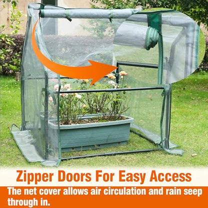 Gardzen Mini Greenhouse with Zipper Mesh Cover 36.2"(L) x36.2(W) x42.5(H) | Steel Frame Portable Outdoor Greenhouse, Enhanced Ventilation, Ideal for Spring, Summer & Fall - size: 36”(L) x36”(W) x42”(H)