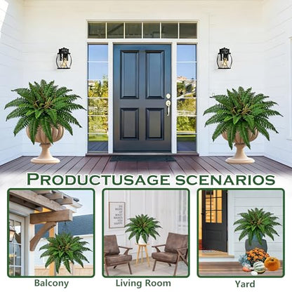 36In Artificial Boston Ferns Bush, Set of 2 Large Faux Ferns Plants, 39 Branches Fake Ferns Vines for Home Living Room Decor, Indoor and Outdoor - size: 2 PCS-36"