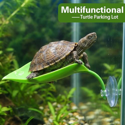 3 Pcs Turtle Basking Platform,Leaf Shape Bearded Dragon Basking Platform,Tree Frog Tank Accessories with Suction Cups,Leopard Gecko Tank Accessories,Turtle Tanks Decorations