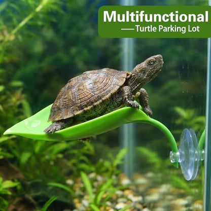 3 Pcs Turtle Basking Platform,Leaf Shape Bearded Dragon Basking Platform,Tree Frog Tank Accessories with Suction Cups,Leopard Gecko Tank Accessories,Turtle Tanks Decorations