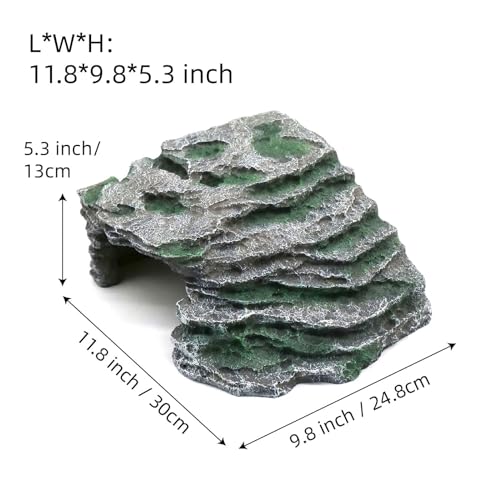 Large Reptile Hide Shale Scape Step Ledge, Reptile Cave Hideout, Bearded Dragons Accessories, Basking Rocks for Bearded Dragons (Large-B-11.8 * 9.8 * 5.3) - style: Large-B-11.8 * 9.8 * 5.3
