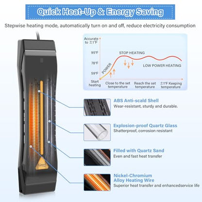hygger Aquarium Heater 300W 500W 800W 1000W 1200W, Large Adjustable Fish Tank Heater with Intelligent Automatic Power-Off System, Water Heater with LED Digital Display, for Saltwater and Freshwater - size: 300W for 50-80 Gallon