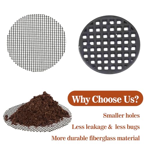 MAQIHAN 100 Plant Pots - Hole Mesh Pad Terrarium Potting Eye Mesh Mats Pot Substrate Barrier 2 Inch Net Bonsai Gardening Grid Ceramic Drainage Hole Mesh Screen Prevent Soil Leaking