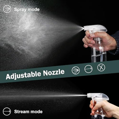 12oz/350ml Plastic Spray Bottles 1 Pack, Adjustable Mist/Stream | Refillable heavy duty spray containers for plants, cooking, hair care and household cleaning - color: 12oz-Clear+nozzle