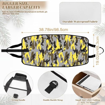 Street Camo Print Firewood Tote Log Carrying Bag | Wide Opening, Large Capacity, Water Resistant Material, Winter Gear for Fire Pits and Camping Journeys - color: Gray Yellow Modern Street Camo Print