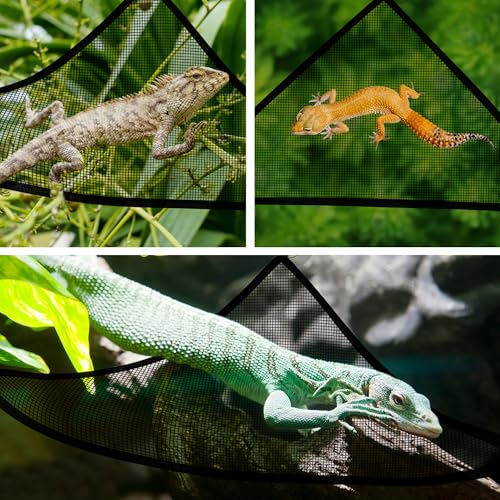 2 Pcs Bearded Dragon Lizard Hammock, Triangular, Breathable Mesh, Black, 13" x 13" x 19" - color: Black