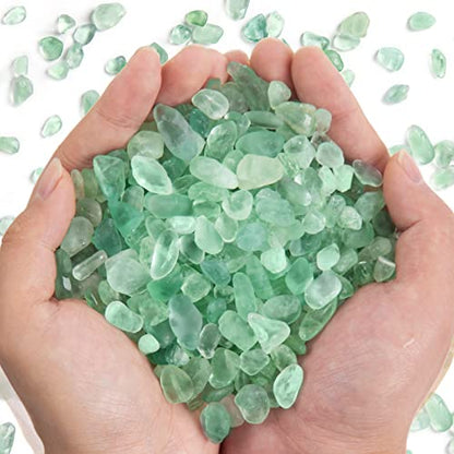 QICQDRAM Green Flourite Crystals Bulk Tumbled Chips Stone Natural 1LB | Small Tumbled Stones Crystal Chips Bulk for Healing Crystals Fish Tank Gravel Vase Filler (405g/14.28oz) - color: Green Flourite