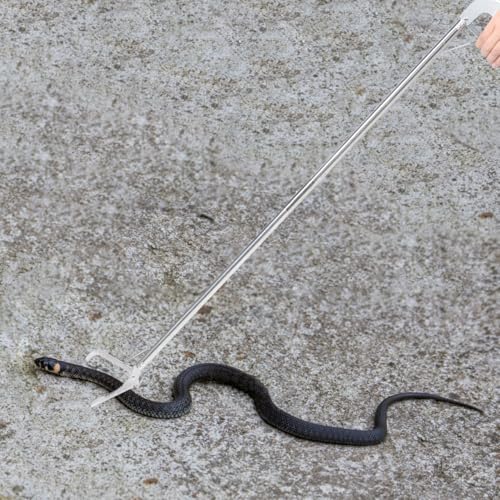 Abaodam Heavy Duty Snake Tongs, 36-Inch Stainless Steel Professional Snake Catcher Tool with Non-Slip Grip, Extended Reptile Grabber Clip Wide Jaw Handling Tool for Outdoor Catch
