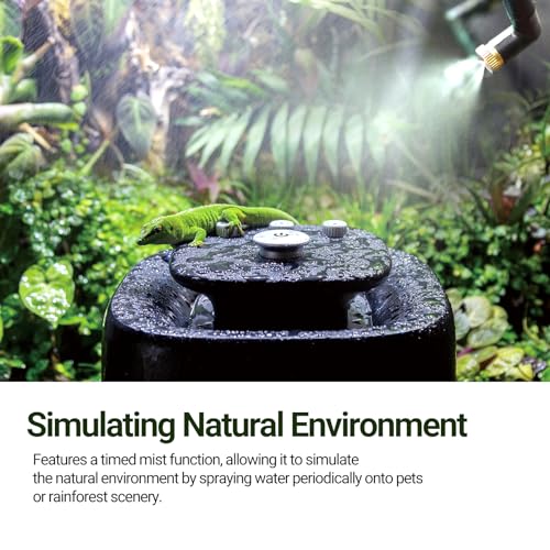 REPTI ZOO 10L Reptile Mister Fogger Mister for Reptile Tank Reptile Misting System Extremely High-Pressure Silent Pump Reptile Humidifier Terrarium Mister with 2PCS Nozzles for Reptiles/Amphibians