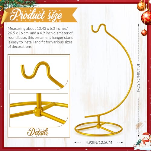 Ornament Display Stand Metal Hanger Christmas Home Office,Gold | Ornament Holder for Glass Ball Air Plant Terrarium, Round Base Stand, Wedding Centerpiece Display, 10.43 Inch Height - color: Gold
